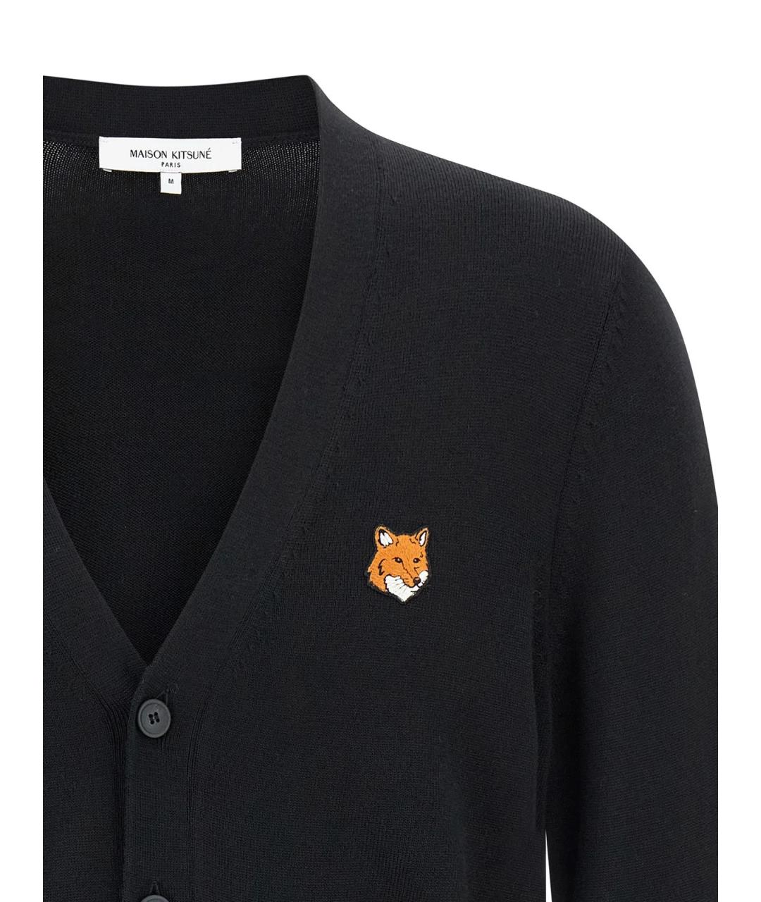 MAISON KITSUNE Черный шерстяной кардиган, фото 2
