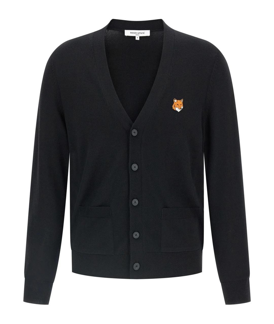 MAISON KITSUNE Черный шерстяной кардиган, фото 1