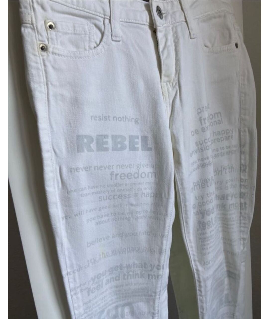EACH X OTHER Белые хлопко-эластановые джинсы слим, фото 2