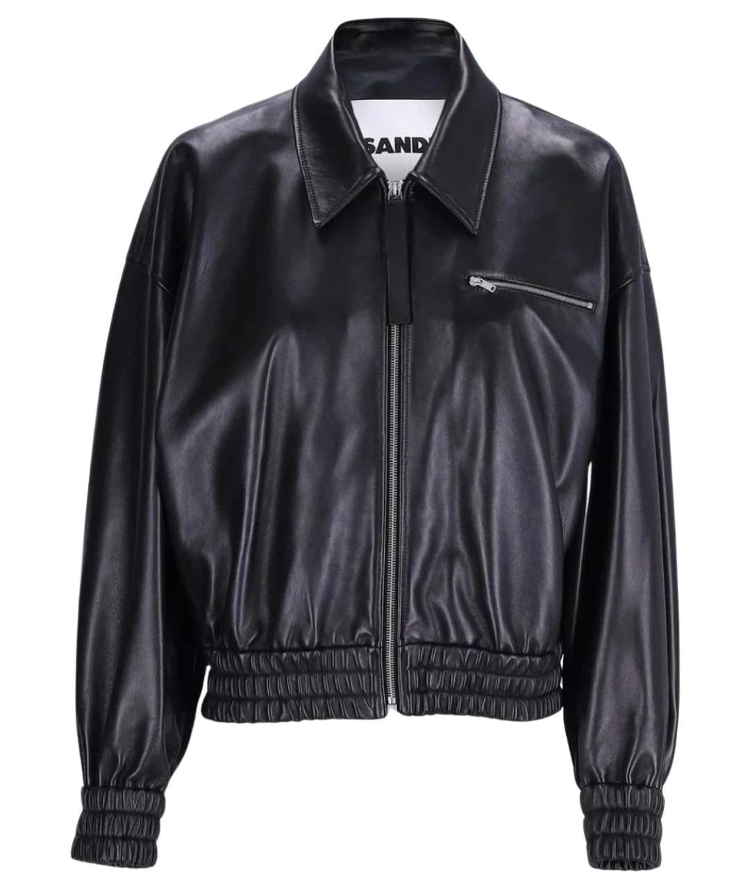 JIL SANDER Черная кожаная куртка, фото 1