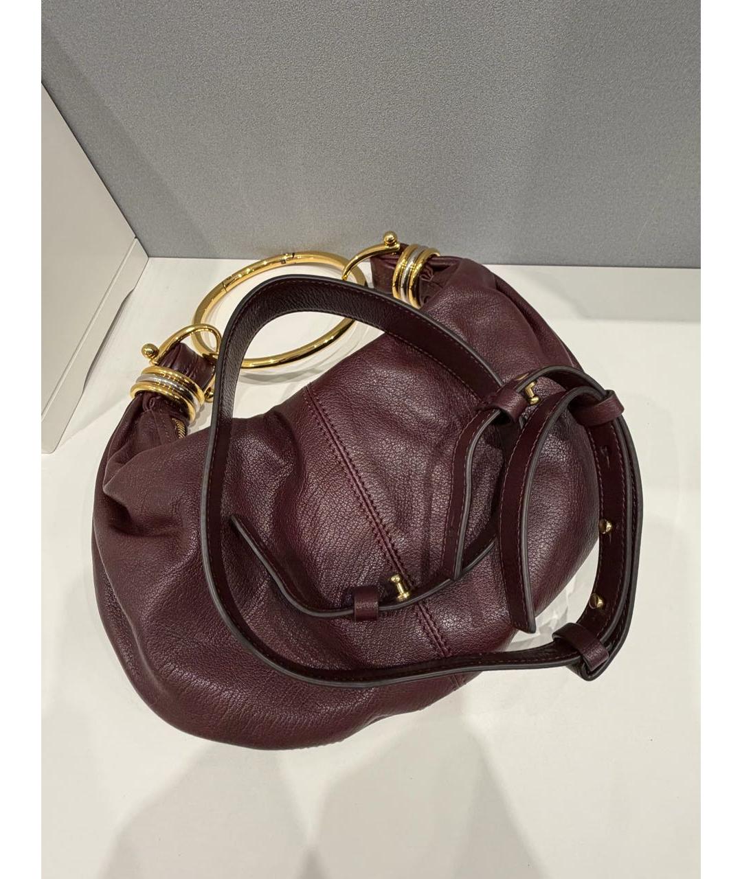 CHLOE Бордовая кожаная сумка с короткими ручками, фото 8