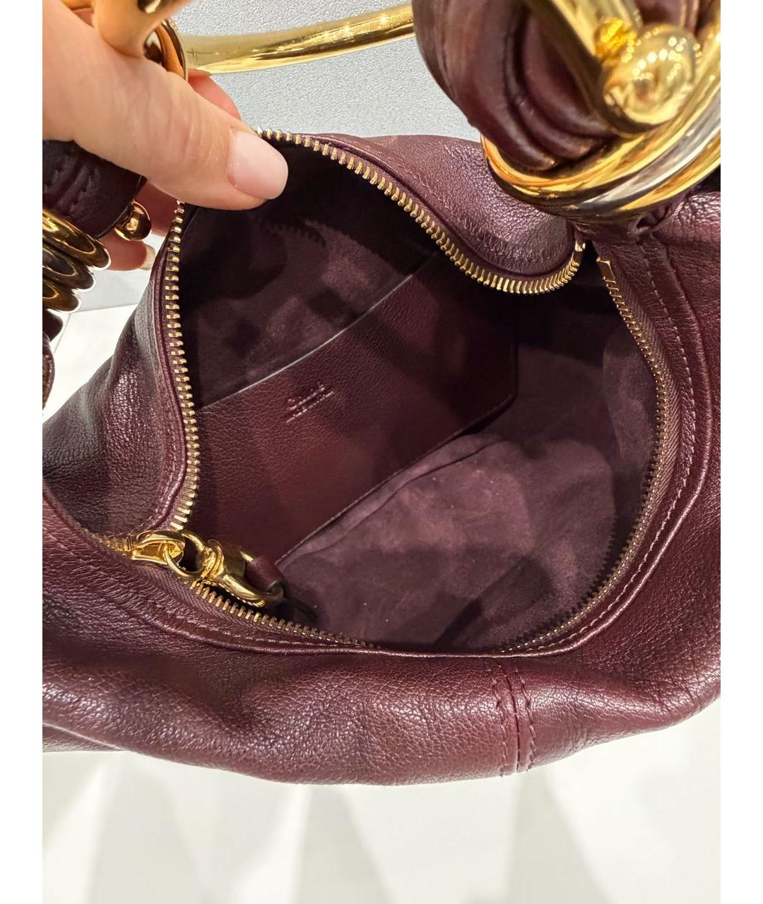 CHLOE Бордовая кожаная сумка с короткими ручками, фото 7
