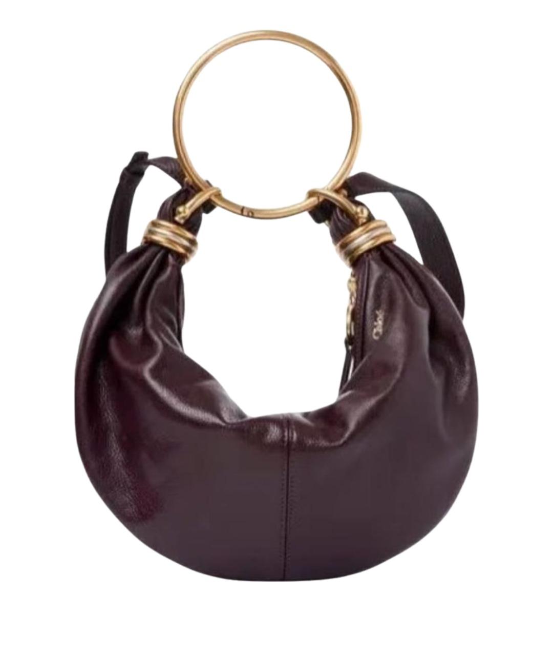 CHLOE Бордовая кожаная сумка с короткими ручками, фото 1
