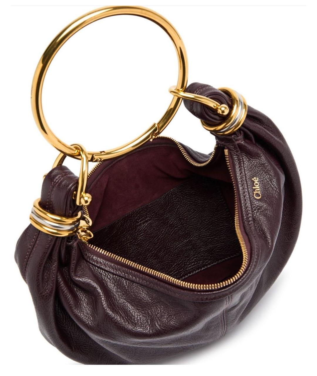 CHLOE Бордовая кожаная сумка с короткими ручками, фото 2
