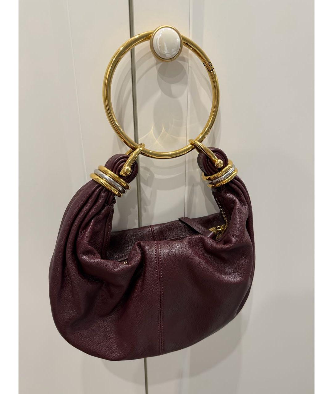 CHLOE Бордовая кожаная сумка с короткими ручками, фото 3