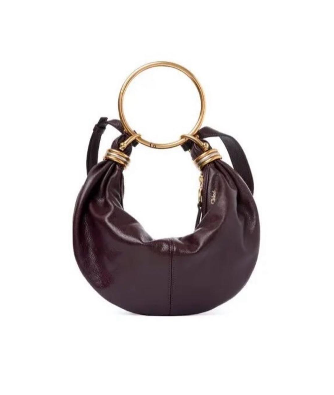 CHLOE Бордовая кожаная сумка с короткими ручками, фото 9