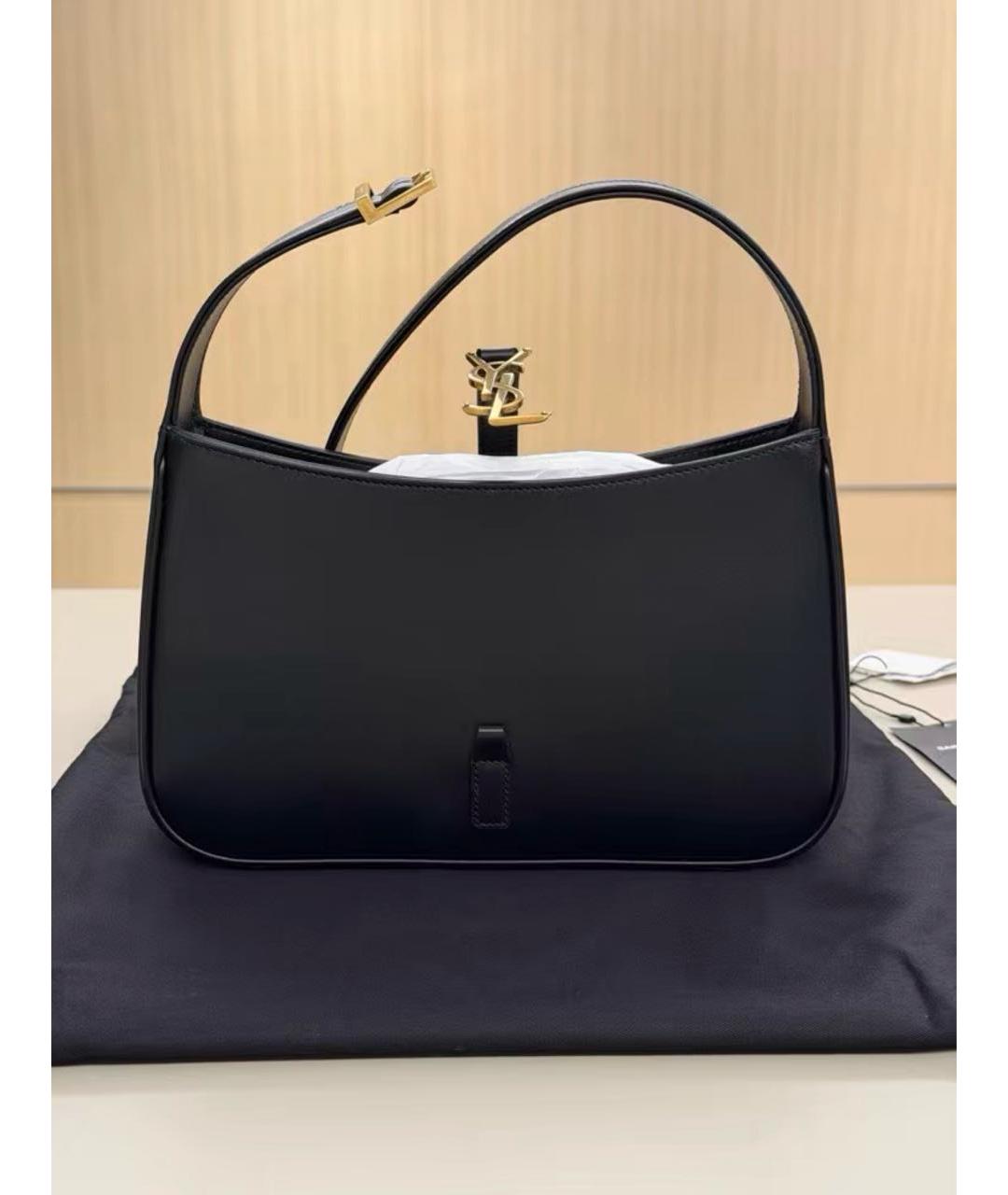 SAINT LAURENT Черная кожаная сумка с короткими ручками, фото 2