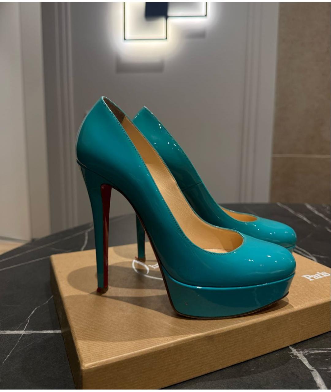 CHRISTIAN LOUBOUTIN Бирюзовые туфли из лакированной кожи, фото 2
