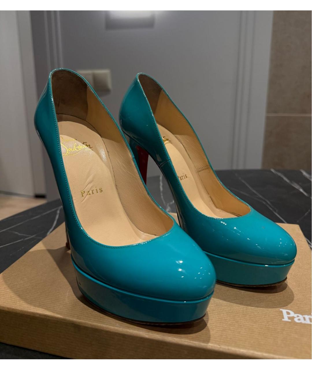 CHRISTIAN LOUBOUTIN Бирюзовые туфли из лакированной кожи, фото 3