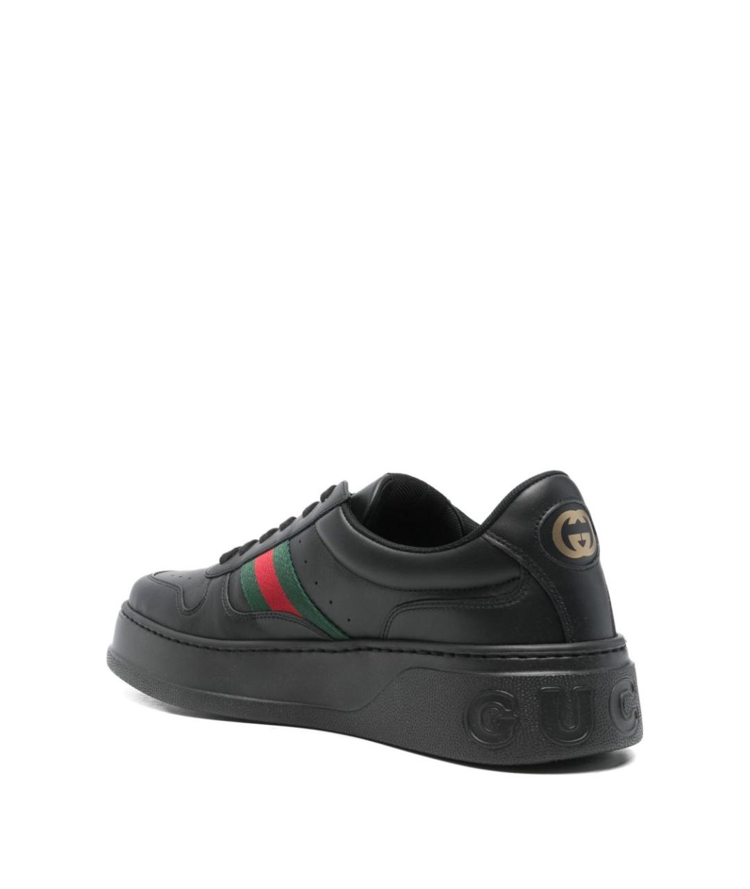 GUCCI Черные кожаные низкие кроссовки / кеды, фото 3