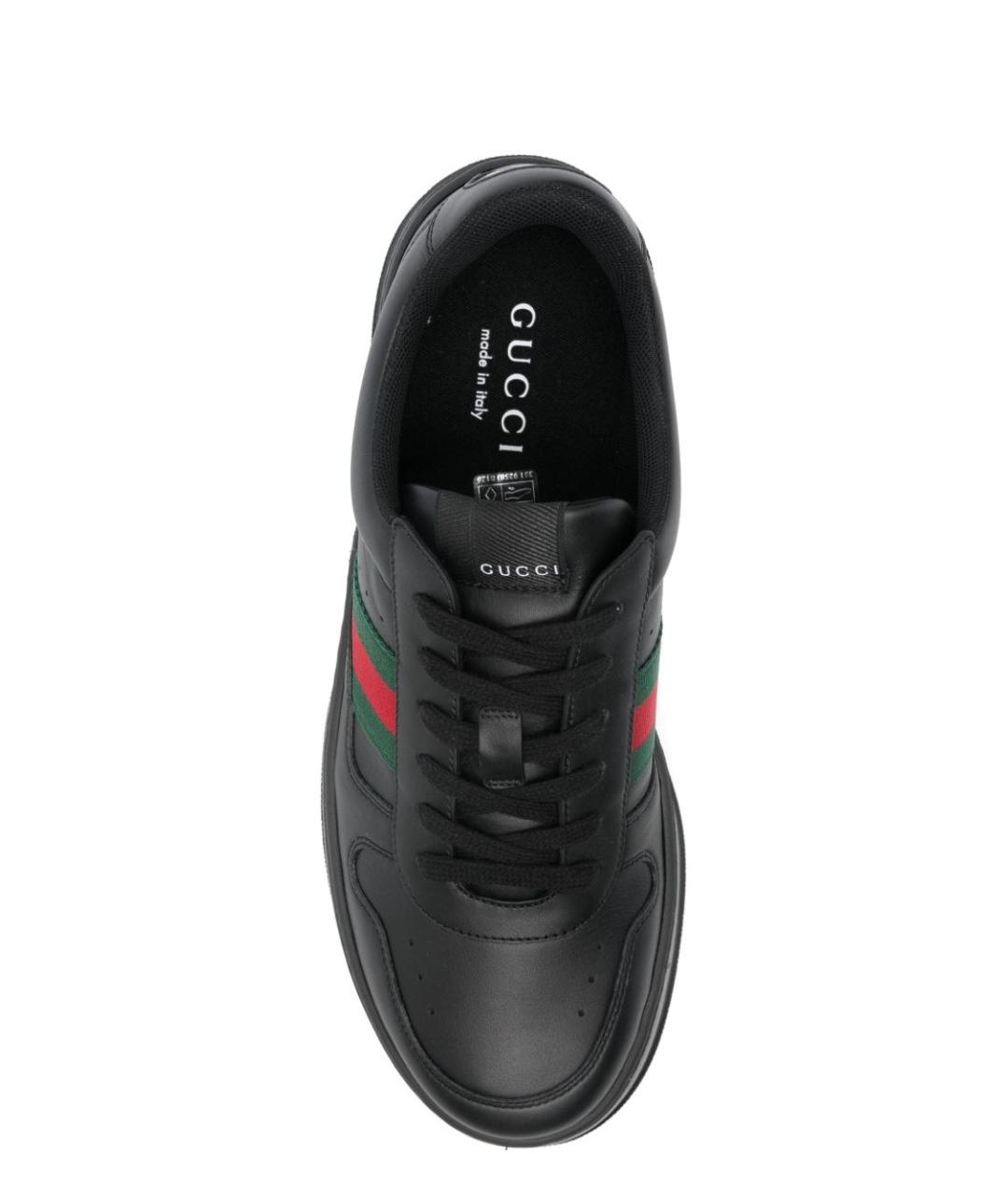 GUCCI Черные кожаные низкие кроссовки / кеды, фото 4