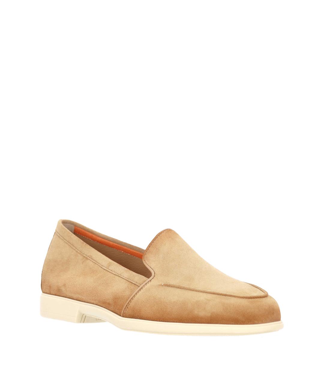 SANTONI Бежевые замшевые лоферы, фото 2
