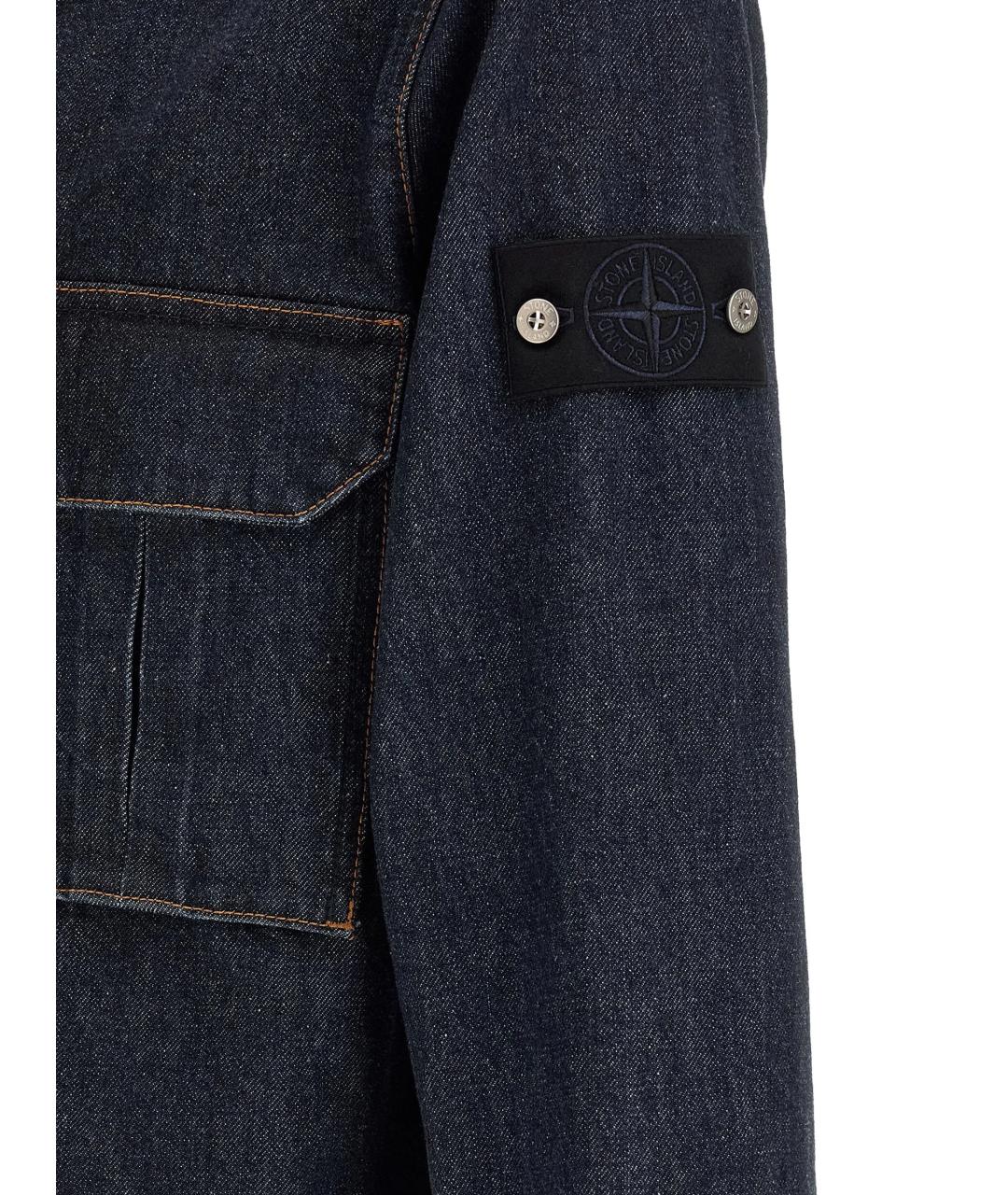 STONE ISLAND Синяя хлопковая кэжуал рубашка, фото 3