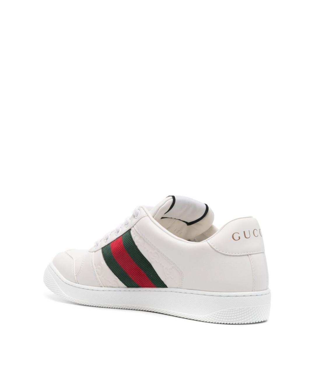 GUCCI Белые кожаные низкие кроссовки / кеды, фото 3