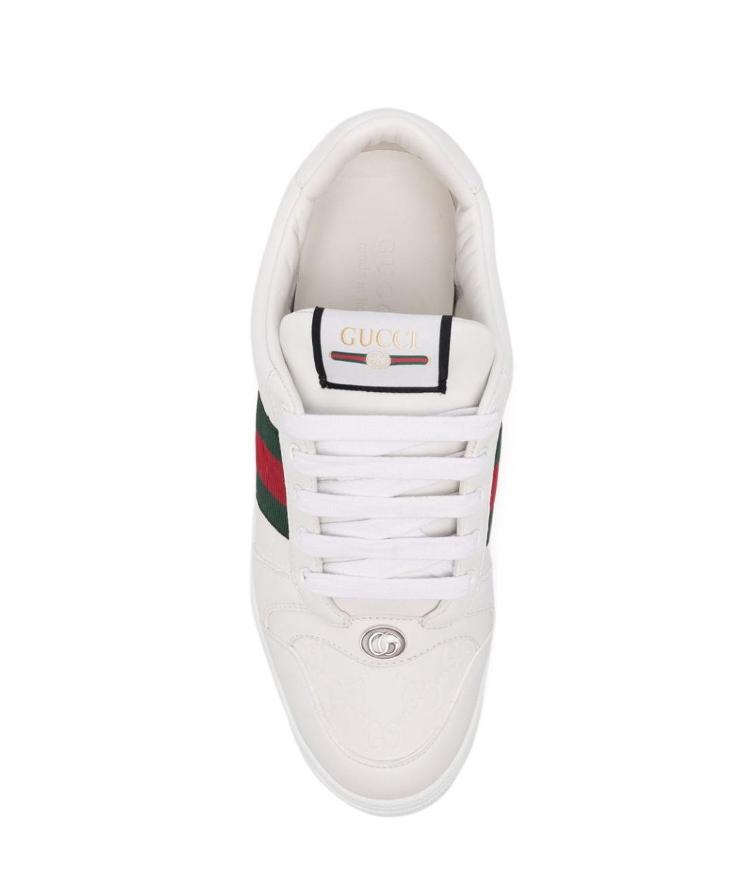 GUCCI Белые кожаные низкие кроссовки / кеды, фото 4