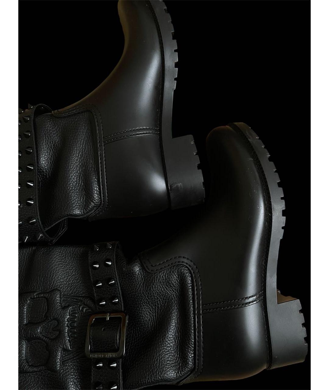 PHILIPP PLEIN Черные кожаные ботинки, фото 7
