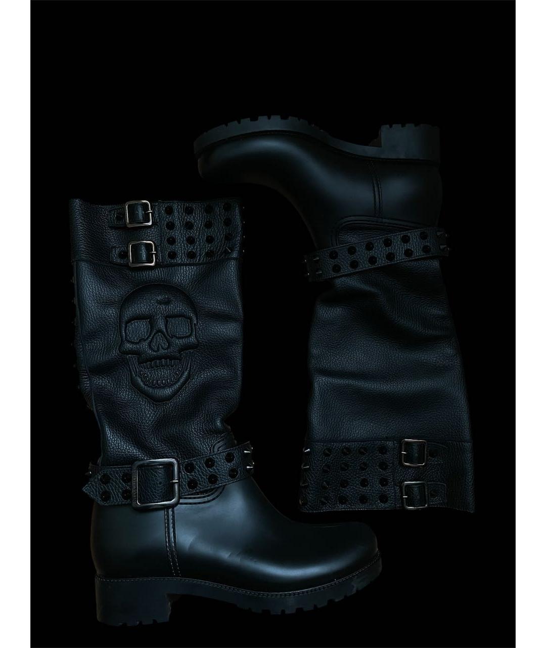 PHILIPP PLEIN Черные кожаные ботинки, фото 2