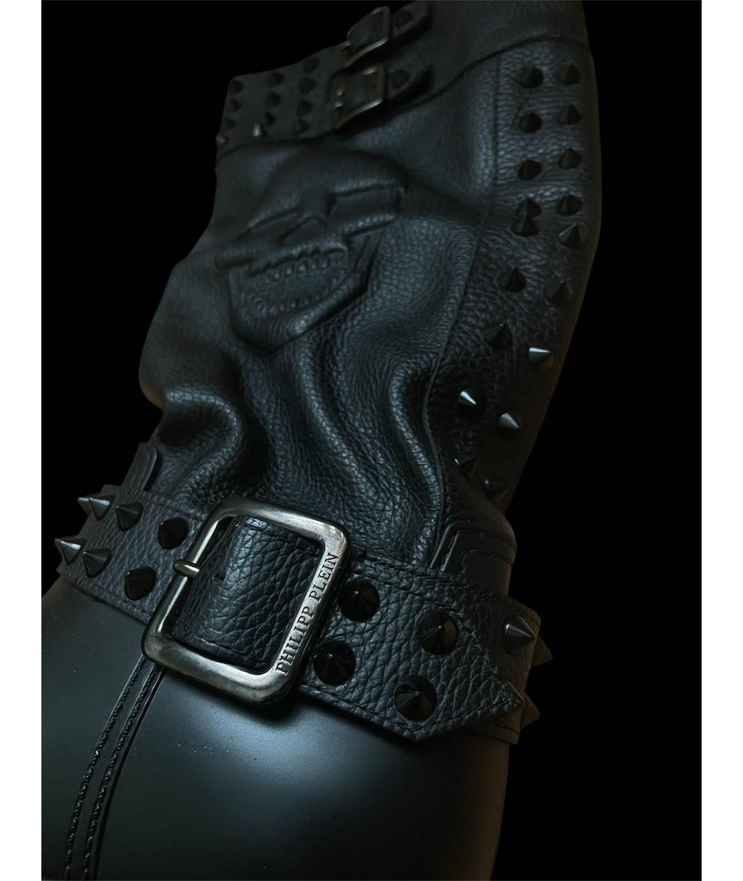 PHILIPP PLEIN Черные кожаные ботинки, фото 4