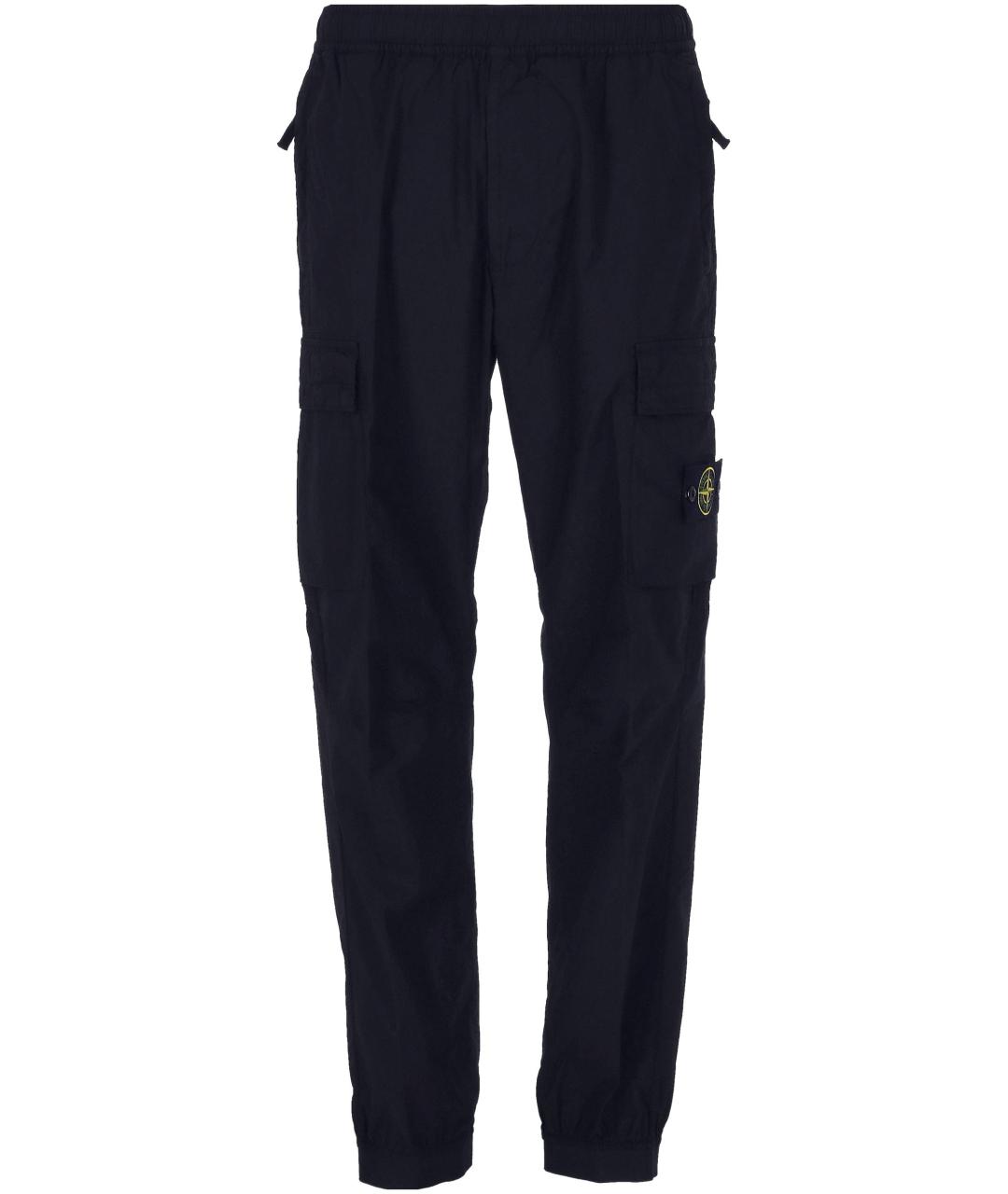 STONE ISLAND Темно-синие хлопко-эластановые повседневные брюки, фото 1