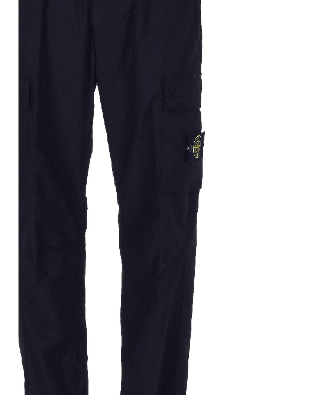 STONE ISLAND Темно-синие хлопко-эластановые повседневные брюки, фото 2