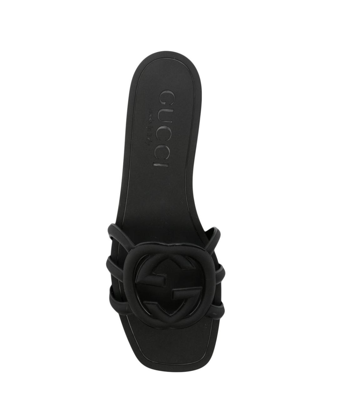 GUCCI Черные синтетические шлепанцы, фото 4