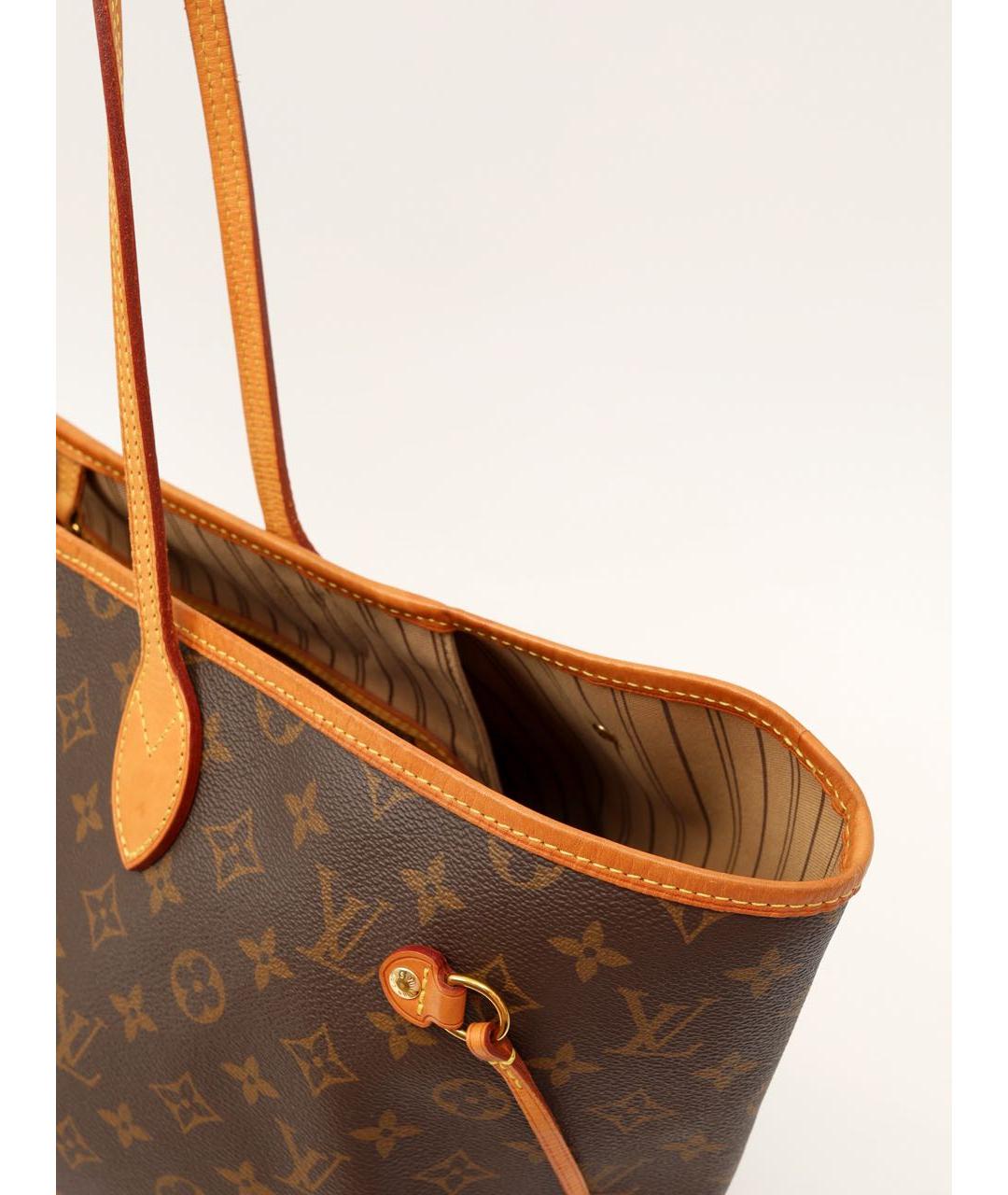 LOUIS VUITTON Коричневая кожаная сумка тоут, фото 5