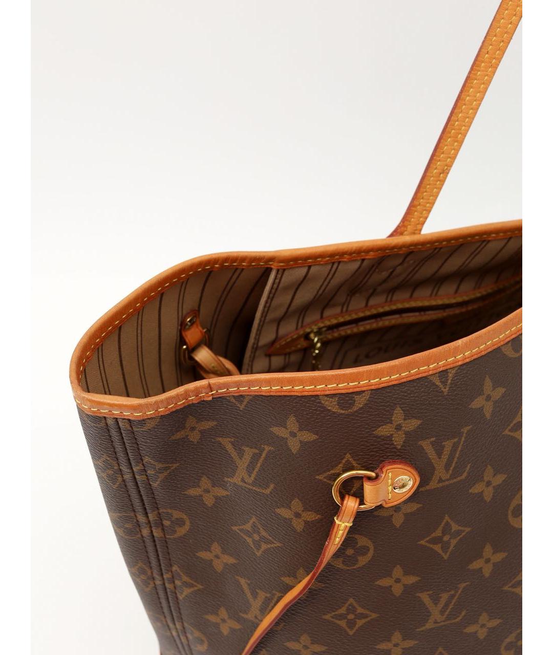 LOUIS VUITTON Коричневая кожаная сумка тоут, фото 4