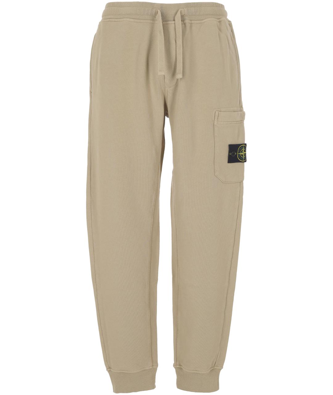 STONE ISLAND Бежевые хлопковые повседневные брюки, фото 1