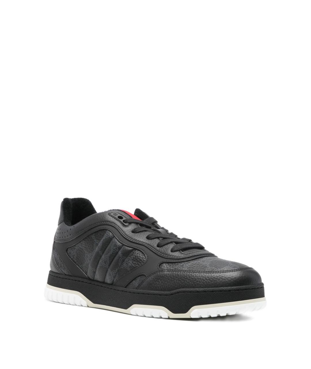 GUCCI Черные кожаные низкие кроссовки / кеды, фото 2