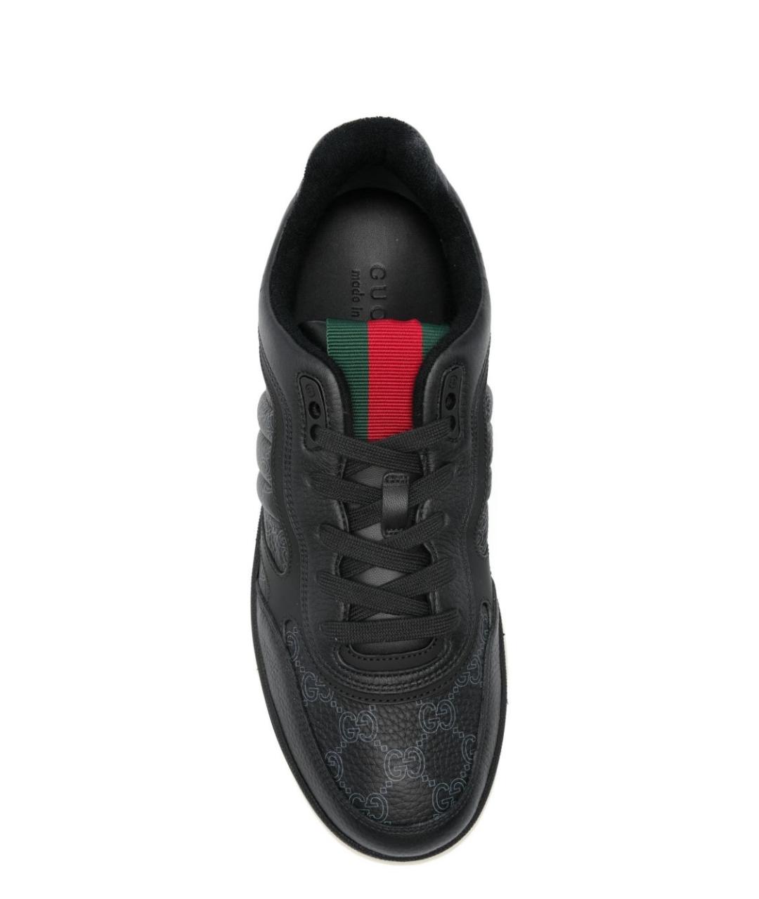 GUCCI Черные кожаные низкие кроссовки / кеды, фото 4