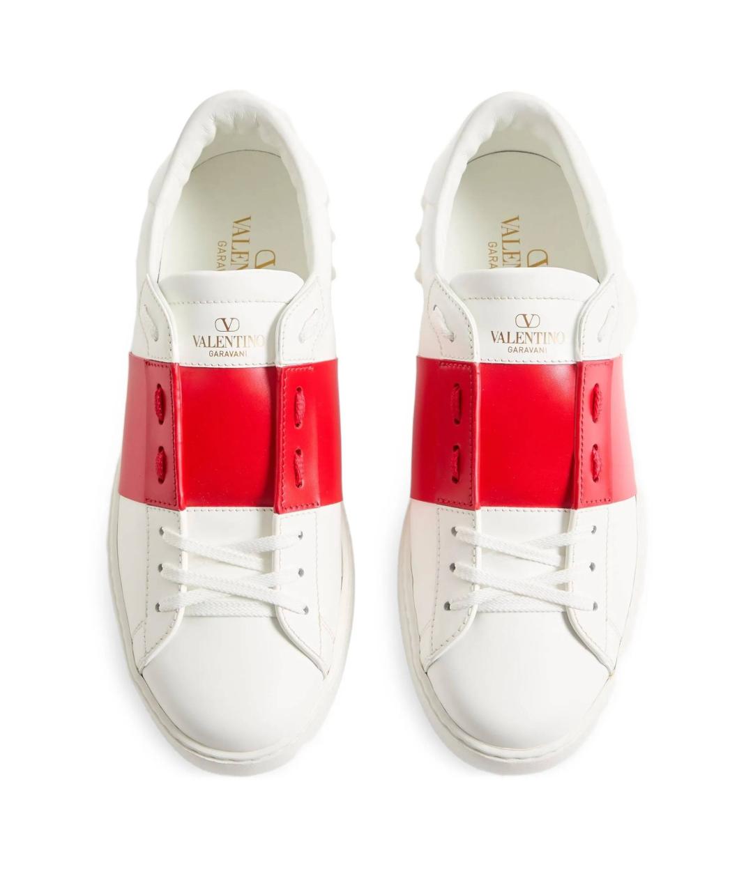 VALENTINO Красные кожаные низкие кроссовки / кеды, фото 4