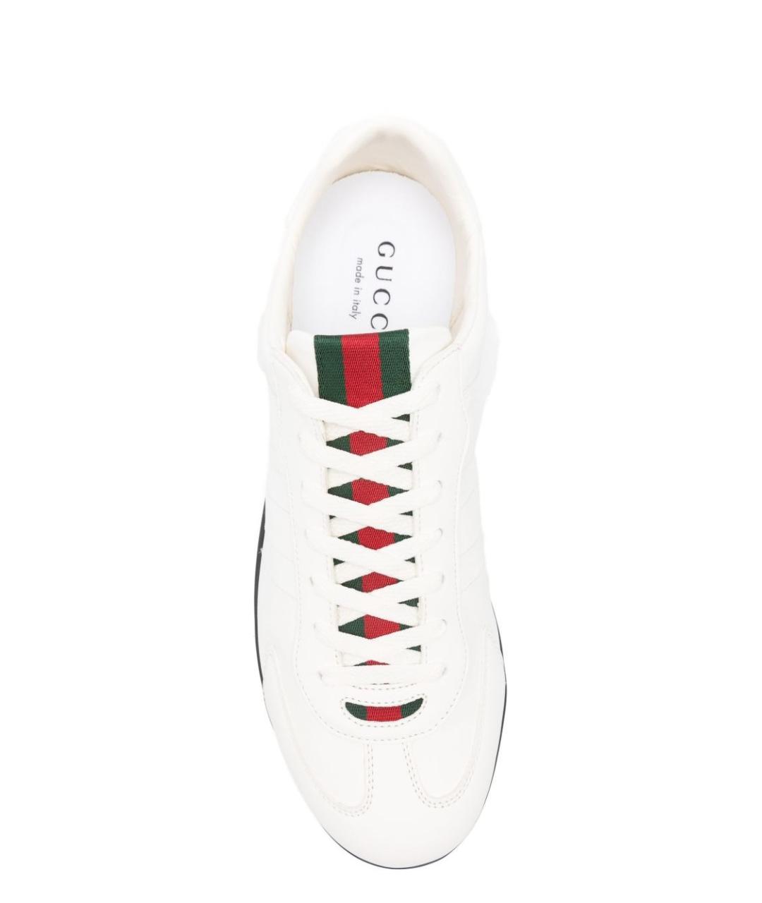 GUCCI Белые кожаные низкие кроссовки / кеды, фото 4