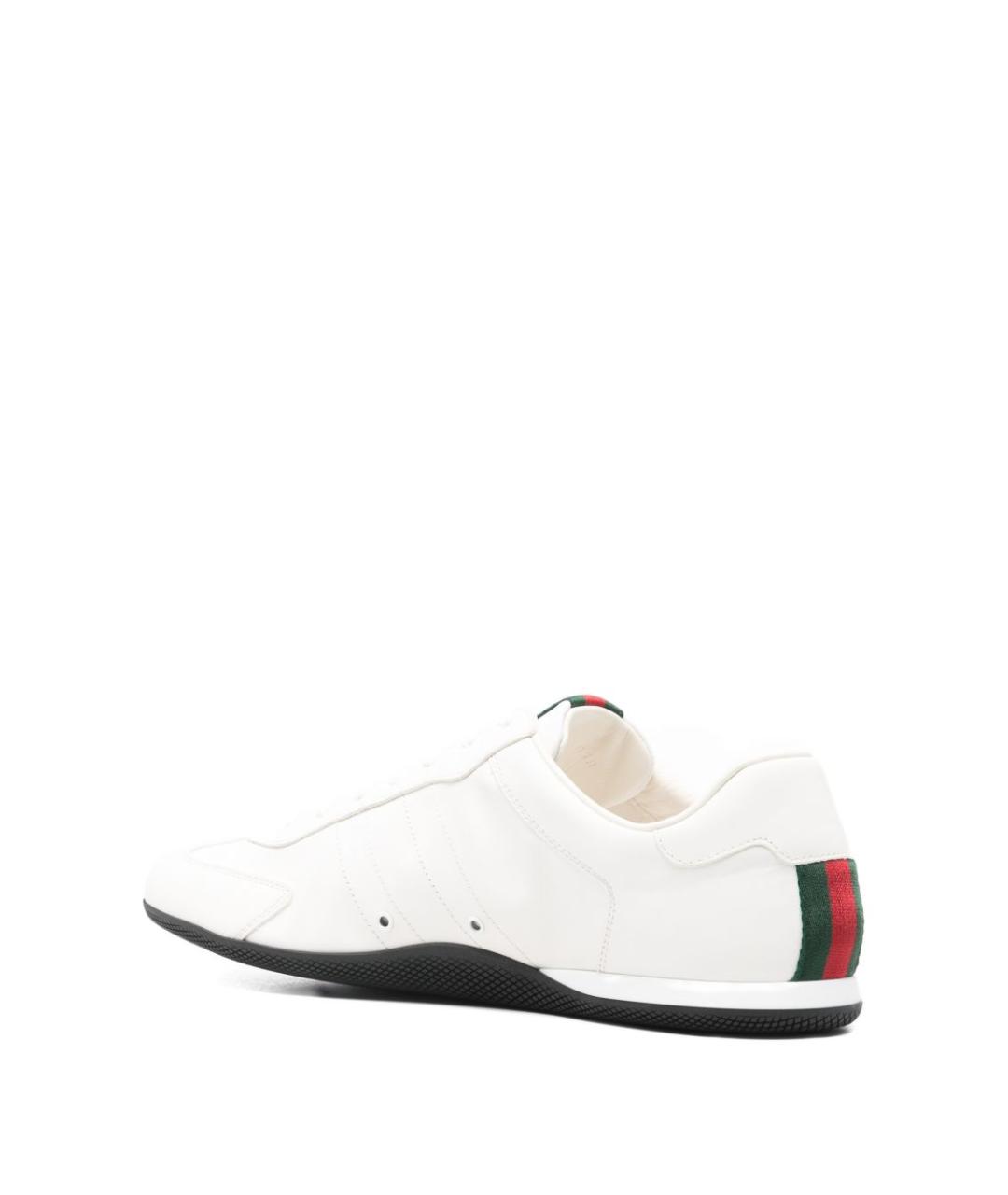 GUCCI Белые кожаные низкие кроссовки / кеды, фото 3