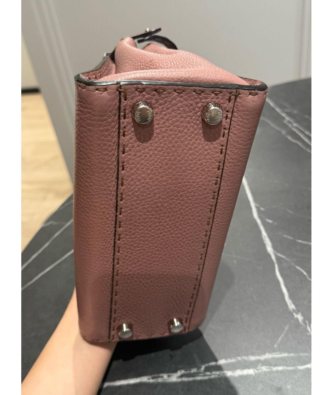 FENDI Розовая кожаная сумка с короткими ручками, фото 3