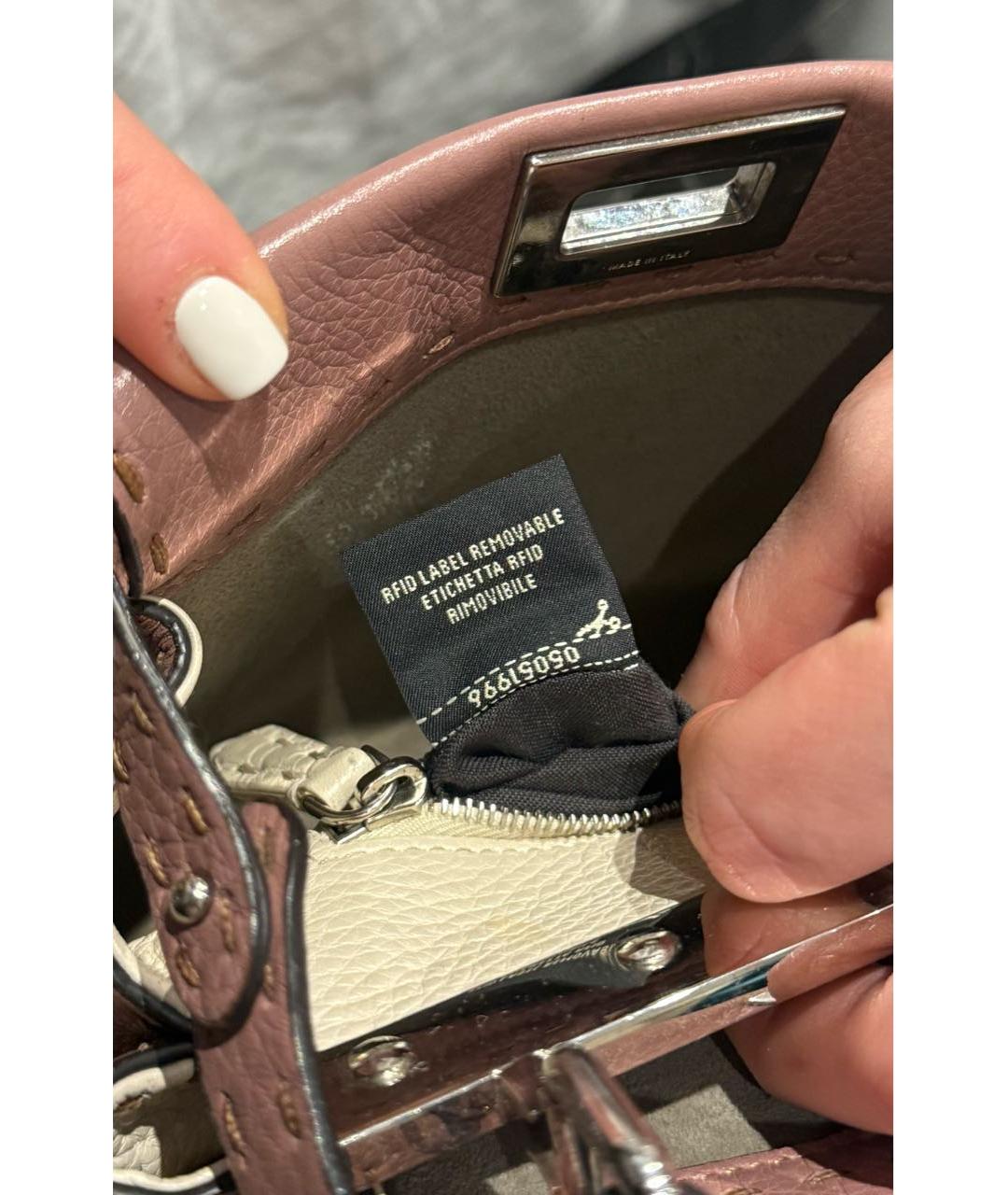 FENDI Розовая кожаная сумка с короткими ручками, фото 8