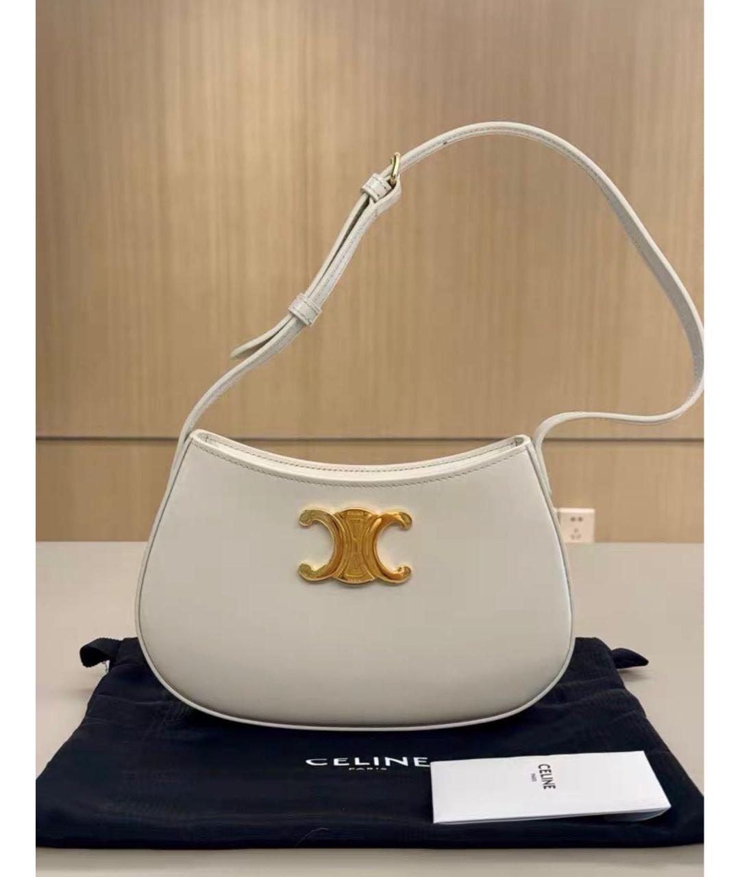 CELINE Белая кожаная сумка через плечо, фото 2