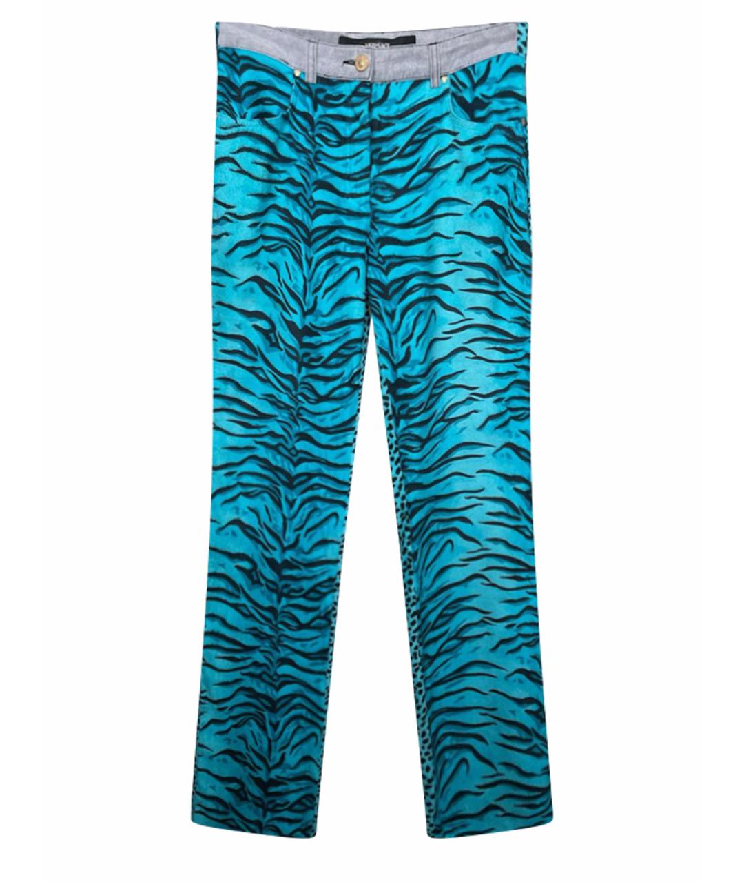 VERSACE JEANS COUTURE Бирюзовые вискозные прямые брюки, фото 1