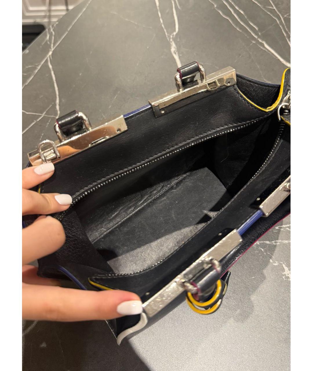 FENDI Черная кожаная сумка с короткими ручками, фото 8