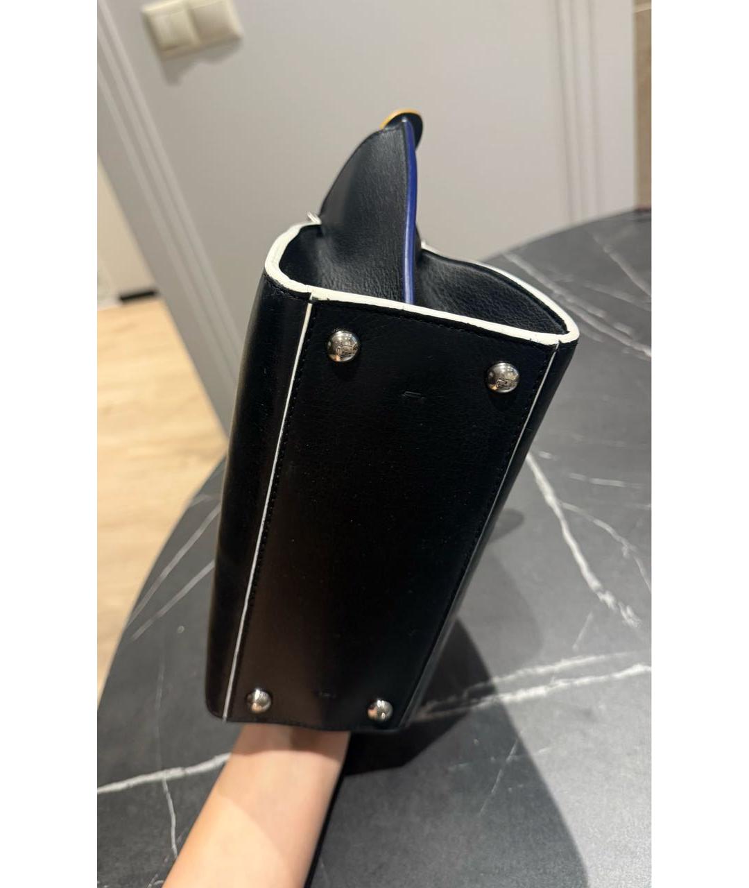 FENDI Черная кожаная сумка с короткими ручками, фото 5