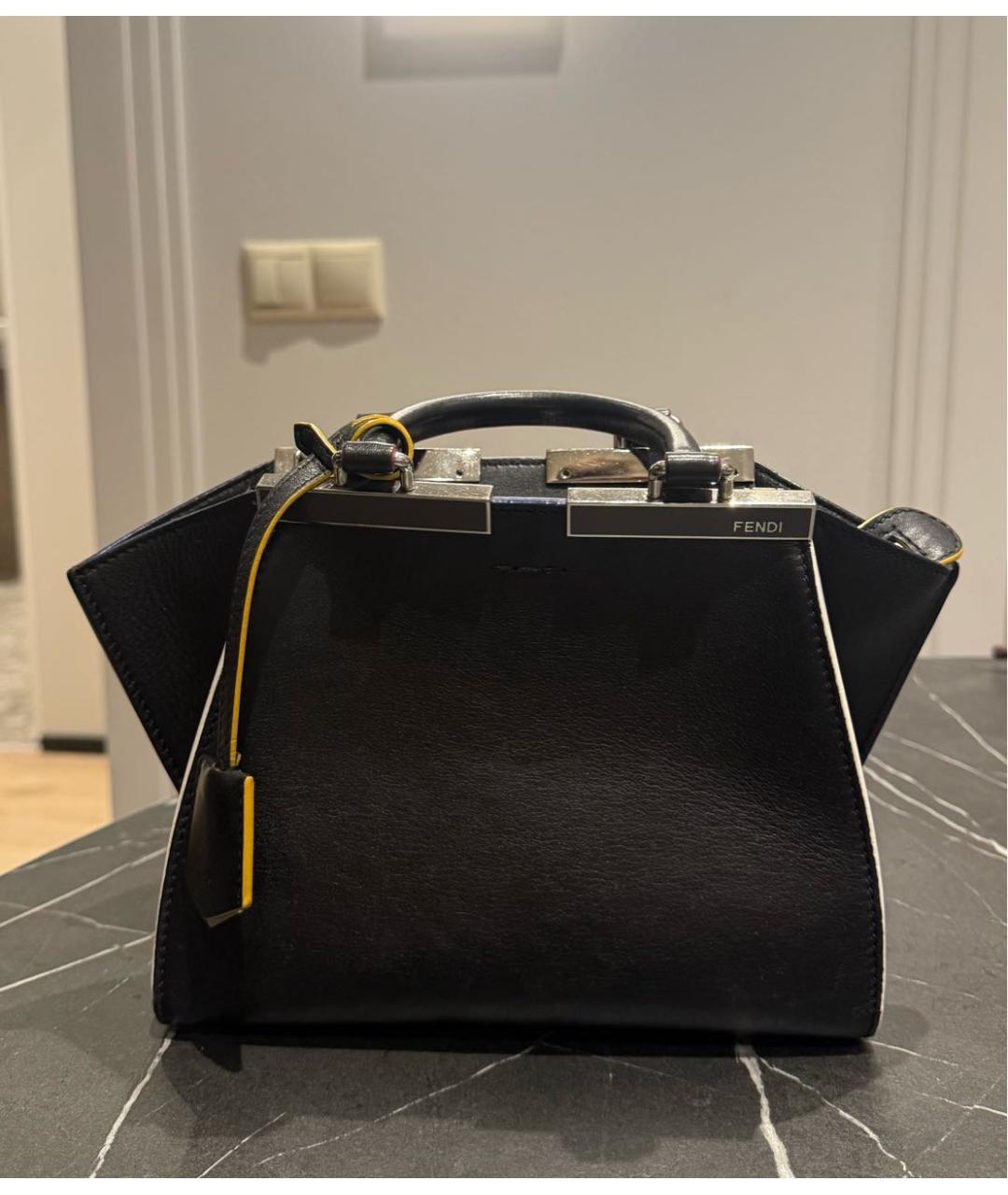 FENDI Черная кожаная сумка с короткими ручками, фото 3