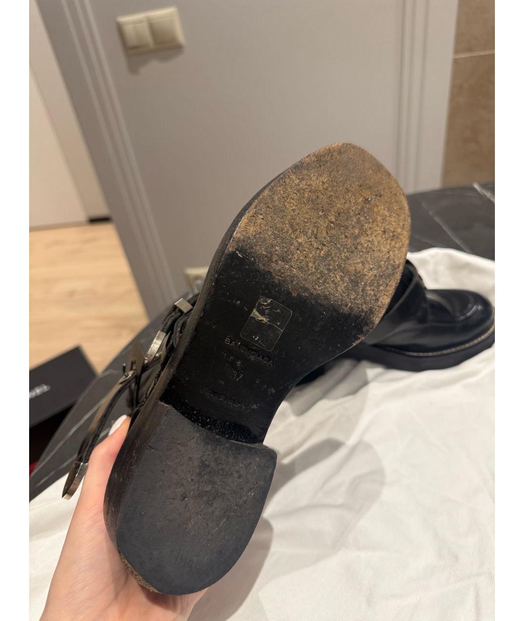 BALENCIAGA Черные ботинки из лакированной кожи, фото 4