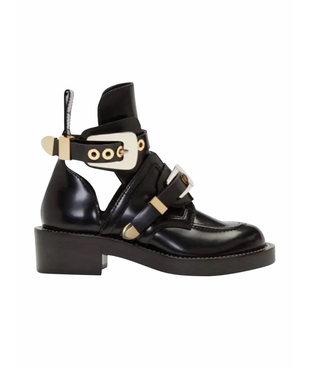 BALENCIAGA Черные ботинки из лакированной кожи, фото 1