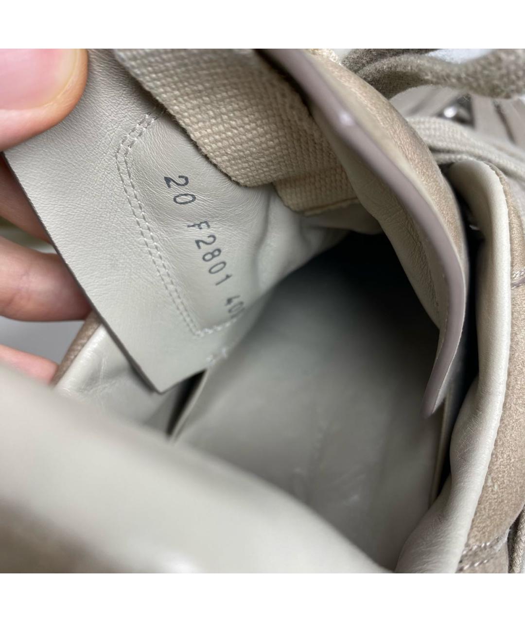 RICK OWENS Бежевые нубуковые кроссовки, фото 6