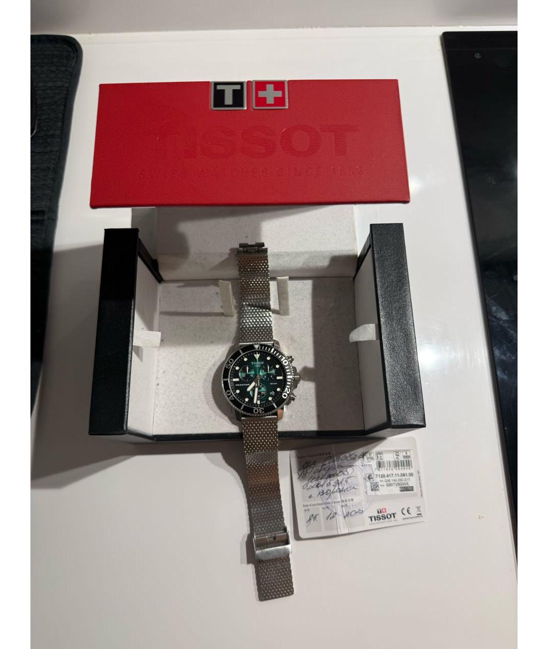 TISSOT Зеленые стальные часы, фото 4