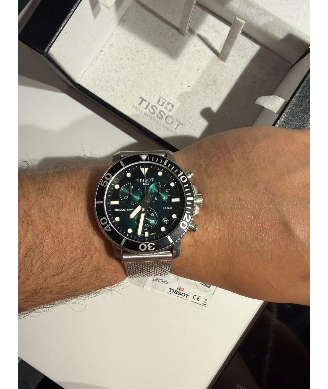 TISSOT Зеленые стальные часы, фото 5