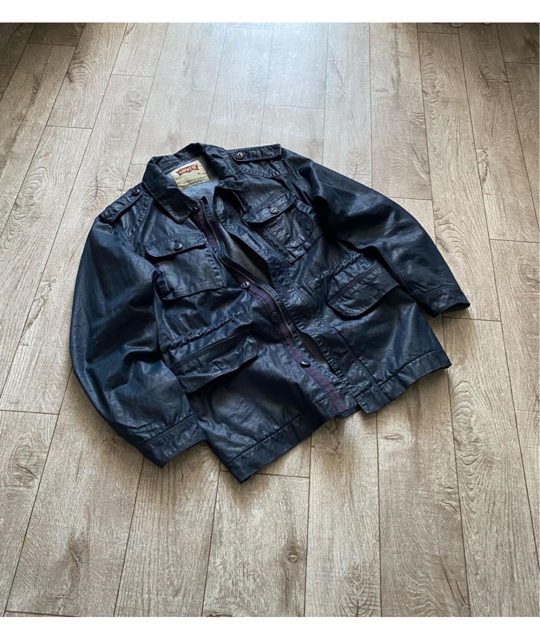 LEVI'S Темно-синяя кожаная куртка, фото 2