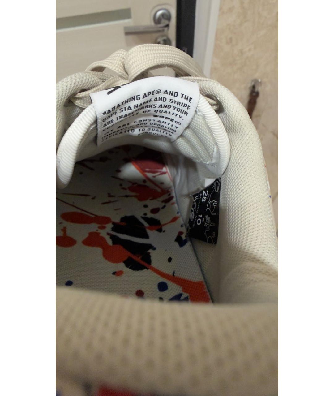 A BATHING APE Бежевые кожаные низкие кроссовки / кеды, фото 5