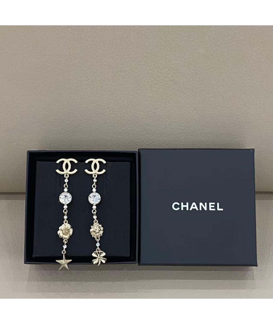 CHANEL Золотые металлические серьги, фото 2