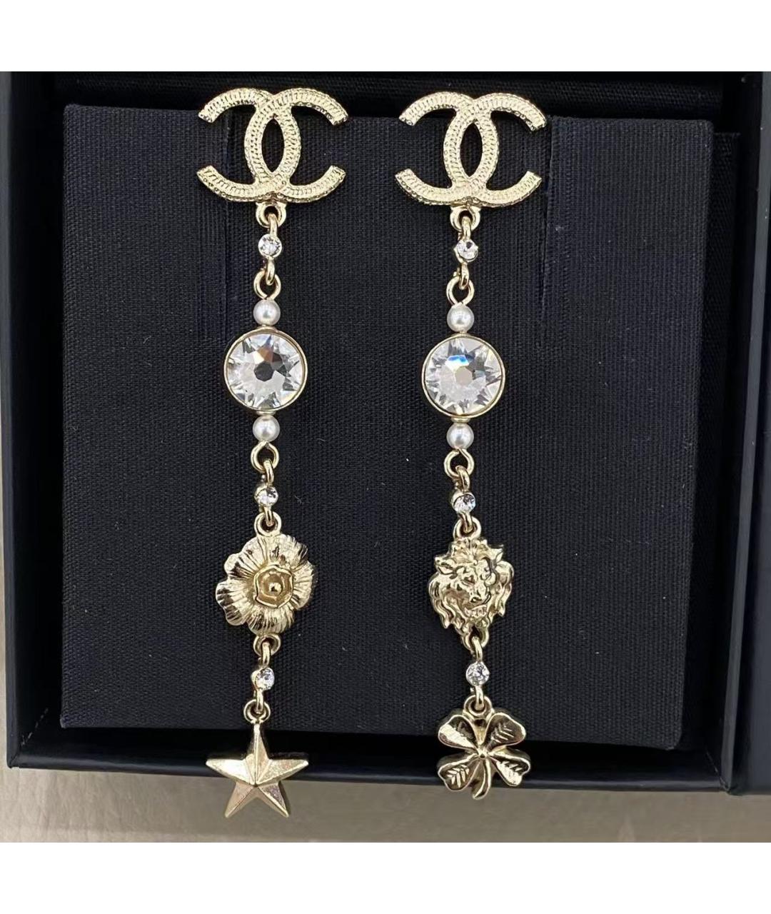 CHANEL Золотые металлические серьги, фото 4