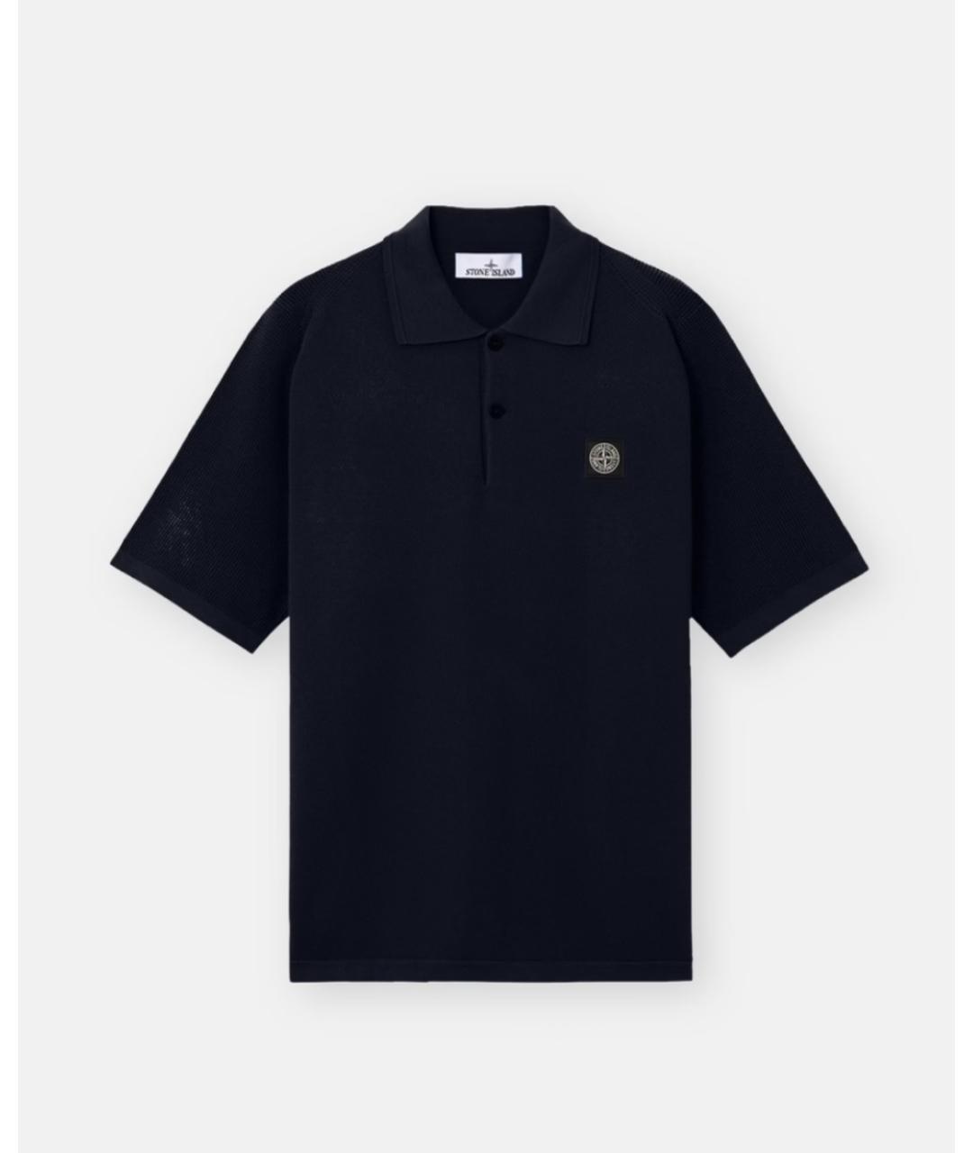 STONE ISLAND Темно-синее хлопковое поло с коротким рукавом, фото 5